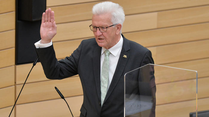 Ministerpr&auml;sident Kretschmann bei seiner Vereidigung vor dem Landtag BW am 12.05.2021 (Quelle: BW.de)