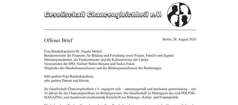 Der offene Brief der Gesellschaft Chancengleichheit