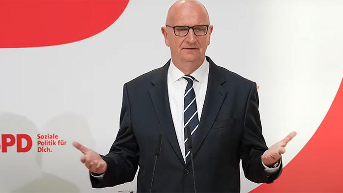 Bild: SPD-Livestreamnach der gewonnenen Landtagswahl